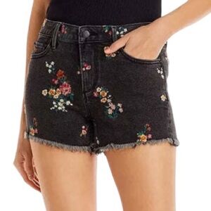 Banjara Embroidered Black Cut Off Denim Shorts